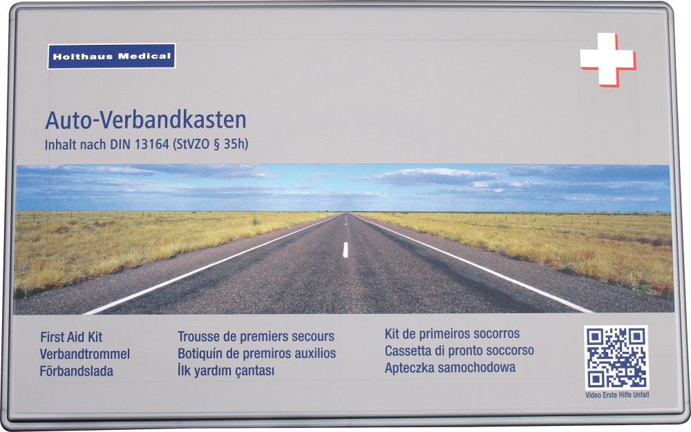 Kfz-Verbandskasten Klassik 26x17x8cm aus Kunsstoff schlagfest und bruchsicher Inhalt nach DIN3164