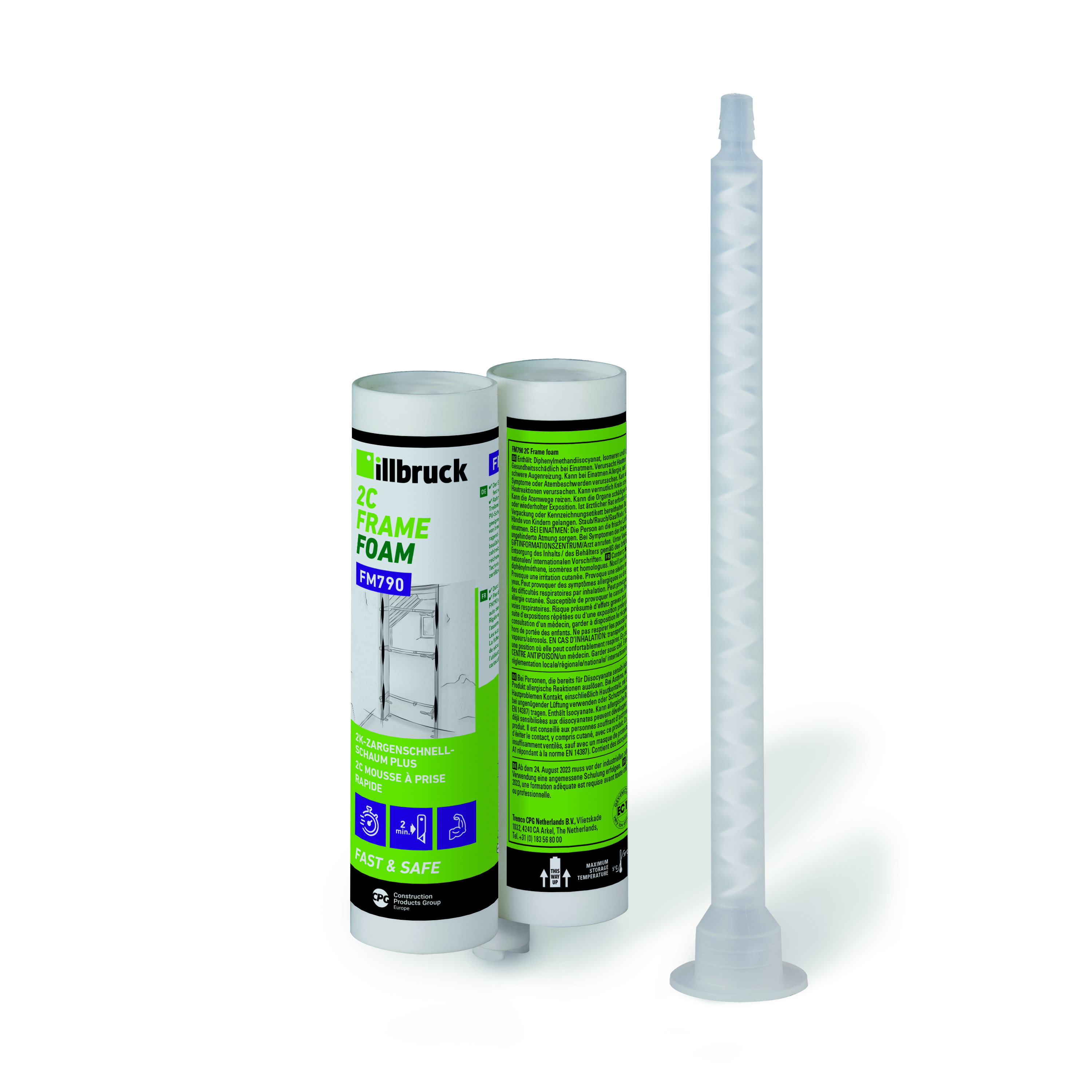 Illbruck FM790 2K-Zargenschnellschaum 210ml, schneidbar nach 90 Sek., Zarge 20 Min. entspreizbar VE= 16 Stück FM790500744