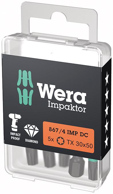 Wera Bit Impaktor 1/4" DIN 3126 E6,3 T30x50mm 5er Pack für Schlagschrauber