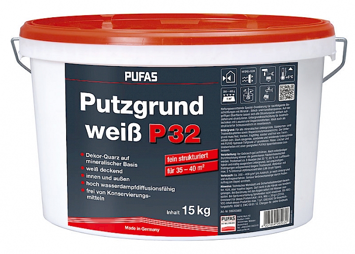 Pufas Putzgrund Weiß P32 Fein 15kg
