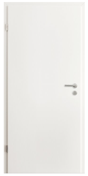 Kunex Tür SR-Kante 198,5 X 86,0 DIN links Laminat Brillant weiss Röhrenspan Flachkopf Band