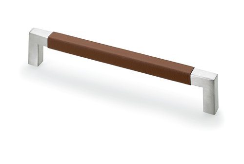 Hettich Griff Getafe, BA=160 mm, Leder hellbraun/Edelstahl gebürstet 9131321